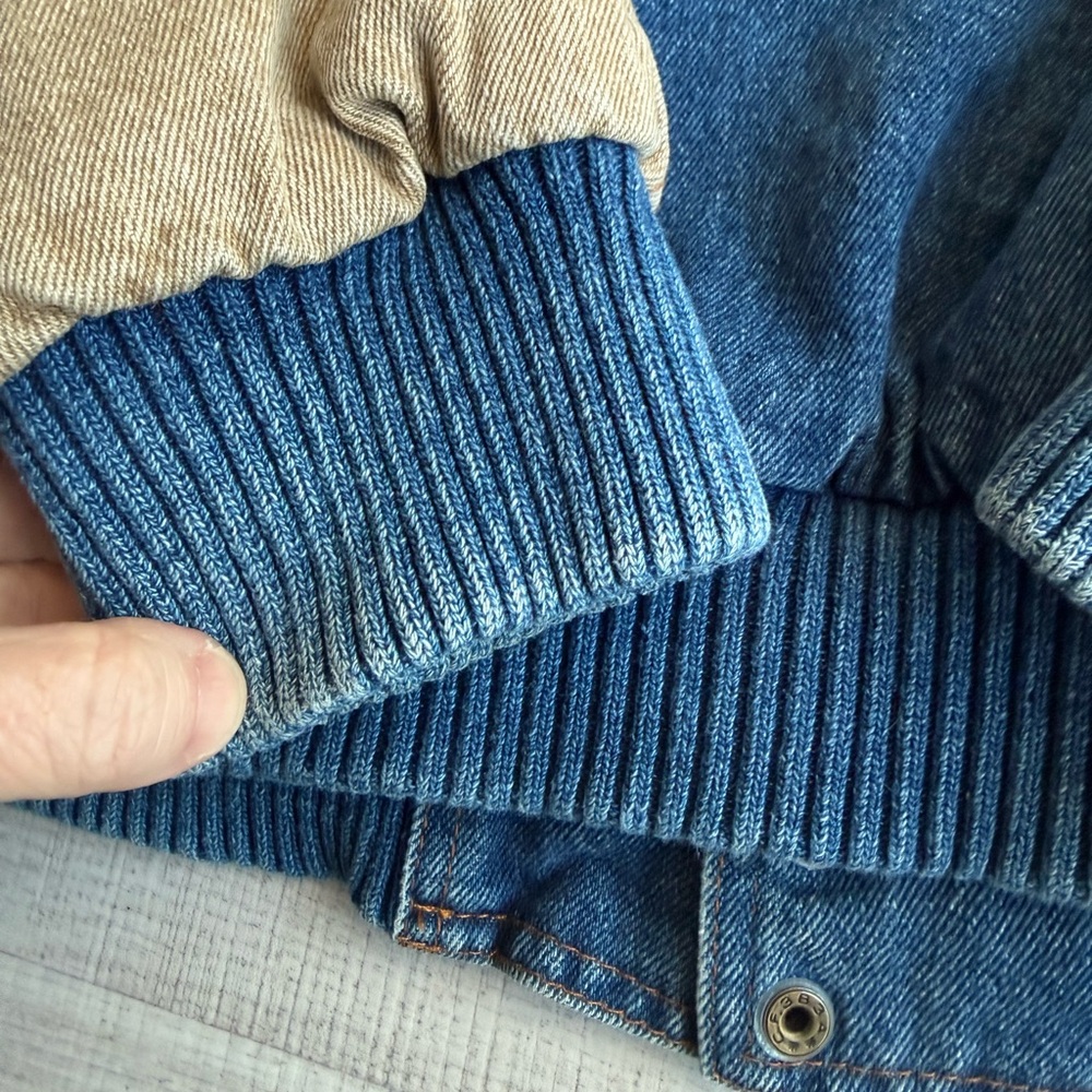 Vintage Men’s Turning Point Denim Colour block Bomber Jacket Size M Oversized - Picture 7 of 7